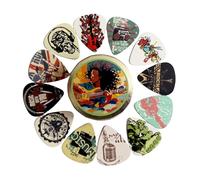 Junterone Plectri ABS da 1 mm Colorati - Picks per Chitarra da 12 Pezzi Set con Scatola di Metallo per/Accessori per Chitarra Elettrica