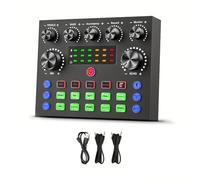 Junterone V8S Audio Mixer con Voice Changer, Mixer Podcast, Scheda Audio per Telefono Gaming Karaoke Studio Live Streaming Podcast
