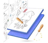 JUNUNDJING Set di formicolatori per bambini a partire dai 3 anni, set di immagini da ricamo, set con 10 immagini da ricamo, 2 feltrini per formicolare, 2 ferri da formicolio, genitori devono