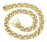 JUNVirtuous Collana cubana da uomo ghiacciata Miami cubana argento/oro Bling diamante gioielli hip hop per le donne, Oro, Zirconia cubica