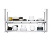 Junvstor Scaffale da Parete in Metallo, pensile, per pentole, padelle, Utensili da Cucina, scaffale Galleggiante, portabottiglie, Supporto per fioriera(Ceiling Mount,80x35x80cm)