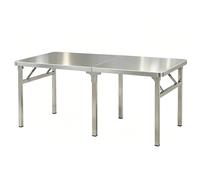 Junvstor Tavolo commerciale pieghevole in acciaio inossidabile resistente, preparazione e scrivania in metallo Banco da lavoro per la preparazione degli alimenti, pieghevole a metà(150x50x55cm)