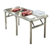 Junvstor Tavolo in Acciaio Inossidabile la Preparazione e il Lavoro degli Alimenti, Multidimensione Opzionale, Banco Lavoro Commerciale in Metallo con Isola Cucina Esterni, Ristorante(120x50x75cm)