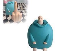 Junwait Divertente statua a forma di dito medio sorridente, novità in resina a forma di uomo con dito medio, stravagante statua a mano del dito medio, decorazione per tavolo e ufficio