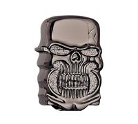 junweideyi Accendino 3D con teschi scuri in rilievo 2025, sostituibile per Zippo (solo custodia), dimensioni inserto compatibile 3,6 cm x 1,2 cm x 5 cm (nero)