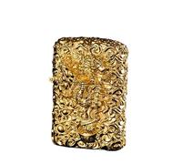 junweideyi Accendino con drago cinese 2024, regalo anno del drago, sostituibile per Zippo (solo custodia), dimensioni inserto compatibile 3,6 cm x 1,2 cm x 5 cm (dorato)