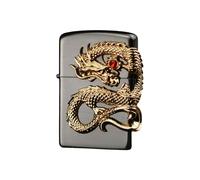 junweideyi Accendino con drago cinese 2024, regalo per l'anno del drago, sostituibile per Zippo (solo custodia), dimensioni inserto compatibile 3,6 cm x 1,2 cm x 5 cm (nero)