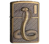 junweideyi Accendino Snake 2025 anno del serpente regali, sostituibile per Zippo (solo custodia), dimensioni inserto compatibile 3,6 cm x 1,2 cm x 5 cm