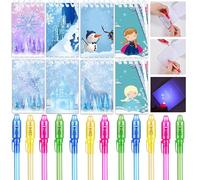 Junyaoii 24 pezzi Frozen Themed Party favority, 12 penne UV e 12 cartoon Frozen Party Mini quaderni per il compleanno dei bambini, regalo per gli ospiti, calendario dell'Avvento e regali per bambini