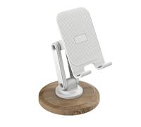 Junyeseri Supporto da scrivania per telefono, girevole a 360°, base in legno regolabile e pieghevole, per iPhone e smartphone, supporto universale per telefono cellulare per ufficio e uso domestico