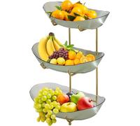 JUNYFFF Fruttiera 3 Ripiani in Acrilico, Portafrutta A Ripiani con Supporto in Metallo Cesta Portafrutta per Frutta E Verdura Cestino di Frutta per Frutta, Dessert, Torta, Dolci