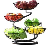 JUNYFFF Fruttiera Cesta per Frutta 5 Ripiani Portafrutta 5 Piani Cestino per Frutta Decorativo 40 X 43Cm Metallo Fruttiera Grande Cesto Frutta da Tavolo Porta Frutta Supporto per Frutta,Nero