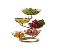JUNYFFF Fruttiera Cesta Per Frutta 5 Ripiani Portafrutta 5 Piani Cestino Per Frutta Decorativo 40 X 43Cm Metallo Fruttiera Grande Cesto Frutta Da Tavolo Porta Frutta Supporto Per Frutta, D'oro