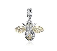 Junyi Jewelry Braccialetto Pandora in argento Sterling con ciondolo a forma di ape regina (D), Argento sterling, Argento Sterling