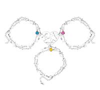 JunyiDIY 3 braccialetti dell'amicizia con puzzle a forma di cuore - Doppia catena a croce in acciaio inox con ciondolo a forma di cuore con pietra di nascita, braccialetti a strati per amicizia