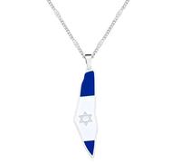 JunyiDIY Argento Acciaio Inossidabile Collana Bandiera Israele Per Uomo Donna, Gerusalemme Ebraico Gioielli, Eredità Ebraica Souvenir Anallergico Religioso Regalo YA5139