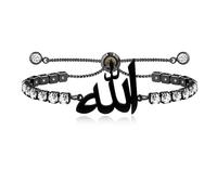JunyiDIY Bracciale Allah per uomini e donne, catena tennis regolabile con zirconi, gioiello islamico ipoallergenico del Vero Dio per marito, moglie, mamma e papà come regalo di fede religiosa