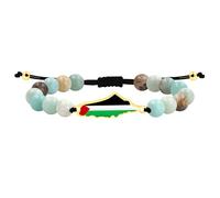 JunyiDIY Bracciale amazzonite colorata bandiera palestinese, stile unisex, pietra naturale, regolabile, unità & festa YA6029