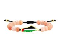 JunyiDIY Bracciale avventurina rosa bandiera palestinese da donna, pietra rosa, amore & forza, regolabile, solidarietà YA6029