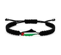 JunyiDIY Bracciale Con Ciondolo Mappa Palestinese Nera, Corda Intrecciata Nera, Regalo Di Fede Regolabile Per Uomini, Gioielli Di Solidarietà E Libertà Eleganti