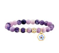 JunyiDIY Bracciale con lepidolite, fiore secco viola e semi di senape, gioiello religioso per migliore amica, ispirato al Vangelo di Matteo YS5485
