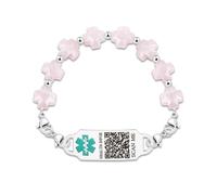 JunyiDIY Bracciale Croce Rosa Elegante Personalizzato Donna - Codice QR, ID Medico Sicurezza, Regalo per Compleanno, Comunione, Laurea, Fede Quotidiana