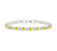 JunyiDIY Bracciale Dell’Amicizia In Zirconia Gialla Per Lei - 19 Cm, Chiusura A Scatto, Gioiello Di Moda Con Cz Classico Tennis, Regalo Di Compleanno E Laurea Per Donne Migliori Amiche