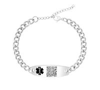 JunyiDIY Bracciale Di Allerta Medica Per Uomo E Donna, Bracciale ID In Acciaio Inossidabile Con Simbolo Medico Nero, Profilo QR Code, Gioiello Impermeabile