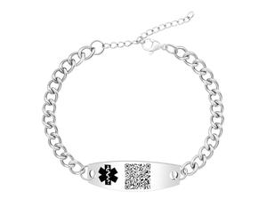 JunyiDIY Bracciale Di Allerta Medica Per Uomo E Donna, Bracciale ID In Acciaio Inossidabile Con Simbolo Medico Nero, Profilo QR Code, Gioiello Impermeabile
