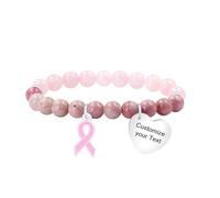 JunyiDIY Bracciale Donna Personalizzato - Nastro Rosa, perle bicolore - Gioiello motivazionale per sorella, mamma, moglie