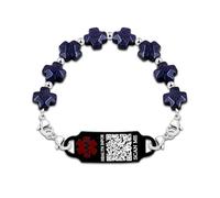 JunyiDIY Bracciale ID Medico Cristiano per Papà - Croce Lapislazzuli con Codice QR, Info Emergenza, Regalo Uomo con Versetto Bibbia, Nonno, Fede e Sicurezza