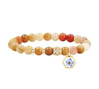 JunyiDIY Bracciale in giada seta dorata con fiore secco e semi di senape, gioiello religioso per mamma, comunione e ringraziamento YS5485