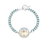 JunyiDIY bracciale in smalto verde ipoallergenico con Papa Francesco, simbolo di fede regolabile per compleanno marito, in ricordo d’amore e riflessione significativa YA5960