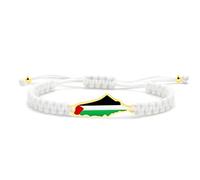 JunyiDIY Bracciale Intrecciato Bianco Con Mappa Della Palestina In Oro, Unisex Accessorio Culturale Alla Moda Dichiarazione Fede Del Medio Oriente