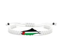 JunyiDIY Bracciale Intrecciato Bianco Con Mappa Palestinese Nera, Regolabile Per Donne, Regalo Di Fede Intemporale Di Libertà E Pace