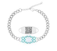 JunyiDIY Bracciale Medico QR Code Smart Per Figlia, Profilo Sanitario Digitale Scansionabile, Gioiello Impermeabile Con Simbolo Ciano