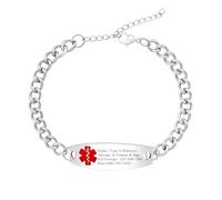 JunyiDIY Bracciale Medico Rosso Per Uomo E Donna, Bracciale ID Di Emergenza In Acciaio Inossidabile Inciso Personalizzato Impermeabile