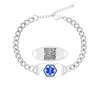 JunyiDIY Bracciale Medico Smart Con QR Code, Gioiello Emergenza Uomo In Acciaio Inossidabile Impermeabile Con Profilo Sanitario