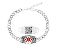 JunyiDIY Bracciale Medico Smart Per Donna Con QR Code, Profilo Sanitario Scansionabile, Gioiello Impermeabile Con Simbolo Rosso
