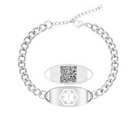JunyiDIY Bracciale Medico Smart Per Uomo Con QR Code Dinamico, Profilo Sanitario Scansionabile Senza Abbonamento, Acciaio Impermeabile