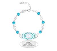 JunyiDIY Bracciale medico zircone blu per migliori amici, catena cuore alla moda, allerta salute mentale per laurea