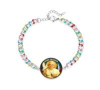 JunyiDIY bracciale Papa Francesco in acciaio inox con smalto vibrante, regolabile, gioiello spirituale per donna, promemoria di pace per Natale e riflessioni stagionali YA5960