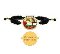 JunyiDIY Bracciale Personalizzato Bandiera Islamica Palestinese con Colomba della Pace e Ciondolo Al-Aqsa, Corda Nera Regolabile, Regalo di Sostegno per Sorella Mamma