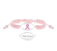 JunyiDIY Bracciale Potere Nastro Rosa Consapevolezza Cancro Al Seno Per Donne, Cordoncino Intrecciato Regolabile Rappresenta Forza E Empowerment Per Madre Moglie Amica YA6220