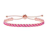 JunyiDIY Bracciale Tennis Con Cubic Zirconia Rosso Rosa Per Donna, Gioielli Regolabili Romantici Per San Valentino Natale YA4043