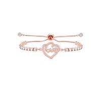JunyiDIY Bracciale Tennis Cuore Lettera d'Amore per Donna, Gioielli alla Moda con Zirconi Cubici Placcatura Oro Rosa, Regalo Compleanno Laurea Migliori Amiche YA5526