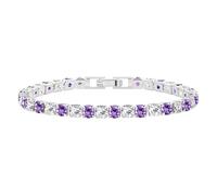 JunyiDIY Bracciale Tennis In Cristalli Viola Elegante Per Donne - 19 Cm Con Zirconia Cubica Bianca E Viola, Regalo Per Sposa Damigelle Matrimonio Fidanzamento Festa