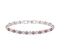 JunyiDIY Bracciale Tennis Occhio Malvagio Rosso Argento 19CM, Chiusura Pieghevole Amuleto Protettivo Elegante Gioielli Fortuna Per Donna Moglie Figlia