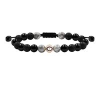 JunyiDIY Bracciale Uomo Lucente Occhio Malocchio con 4 Diaspri Mappa, Ossidiana Nera & Pietra Lavica, Protezione & Fortuna, Regalo per Fratello, Marito, Ringraziamento, Anniversario