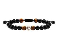 JunyiDIY Bracciale Uomo Occhio Malocchio in Cristallo con Occhio di Tigre & Ossidiana Nera, Regolabile, Fatto a Mano, Gioiello Protettivo per Padre, Nonno, Compleanno, Natale